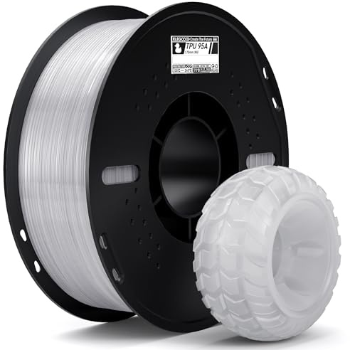 ELEGOO TPU 95A 3D Drucker Filament 1,75 mm Durchscheinend 1 KG, Flexibles Weiches Filament 3D Druckmaterialien, 1 kg Kunststoffspule (2,2 lbs) für die Meisten -3D-Drucker