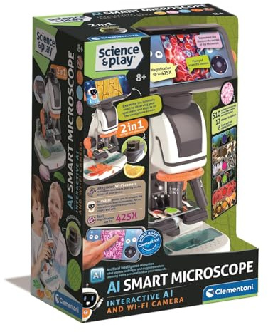 Clementoni Microscopio digitale con WiFi - Microscopio ottico e digitale 2 in 1 con fotocamera, app e diapositive interattive per bambini dagli 8 anni in su