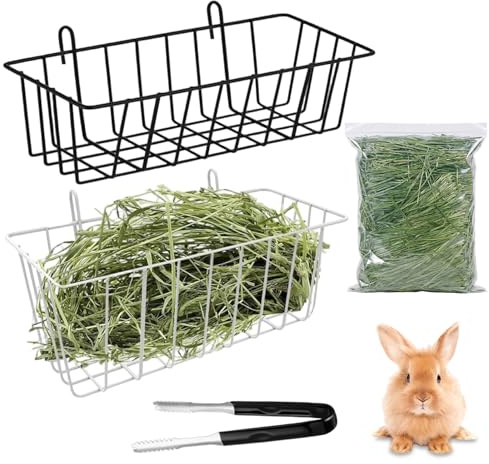 Vetin 4PCS Rabbit Hay Feeder Set, Hanging Rack for Guinea Pig Cage