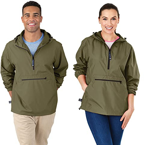 Charles River Apparel Unisex Color Pack-N-Go Pullover, Men's & Women's Anorak, Olive, X-Large