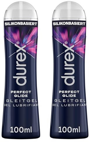 Durex Perfect Glide Gleitgel - silikonbasiertes Gleitmittel für extra lange Gleitfähigkeit, kondomgeeignet - 2 x 100 ml