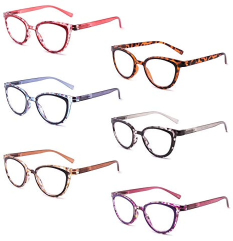 IVNUOYI 6 Pack Reading Glasses Blue Light Blocking Fashion Ladies Readers with Spring Hinges,Anti Glare UV Eyestrain,Computer Eyeglasses for Women 3.0