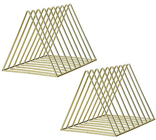 Beihaoer 2 pcs Zeitungshalter, Schreibtisch-Eisenregal, Bücherregal, multifunktional, dreieckig, für Zuhause, Büro, Bücherregale (Gold)