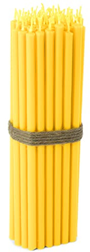 NKlaus – 50 x stavljus gul sotfri droppfri tunn L 16 cm premium paraffinvax 36258