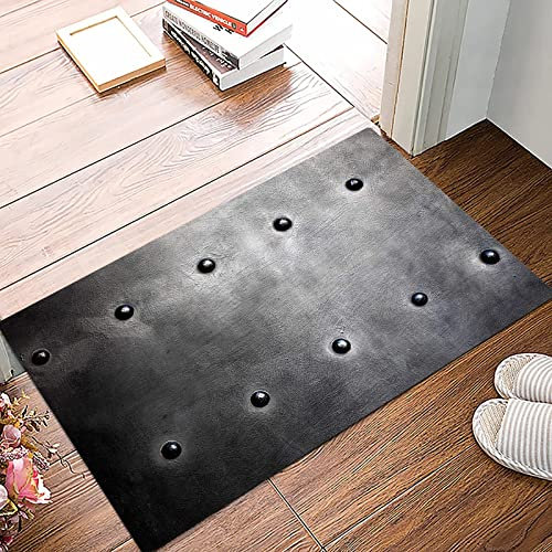 Badematte 50x80cm, Rutschfeste Badteppich, Industrielle, schwarze Grunge Plate Armor Digitaldruck mit Nieten Industrial T,Mikrofaser Badvorleger mit, Wasserabsorbierende Weiche teppiche für Badezimmer
