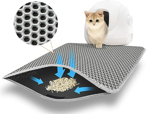 AJOXEL Cat Litter Mat, 60 x 45 cm Big Litter Tray, Double Layer Waterproof