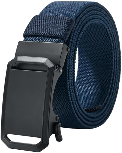 LionVII Ratchet Belts for Men, Stretch Nylon Web belt, Trim to Fit 27-49 | Elastic Breathable Webbing,Alloy Automatic Buckle, Business Casual Comfortable Wear for Jeans,No Holes Adjustable Trim to Fit