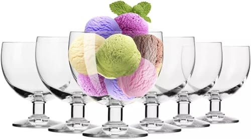 Krosno Eisbecher Set von 6 | 350 ml | Dessert Schale | Perfekt für Zuhause, Restaurants und Partys | Spülmaschinenfest | Bleifreies Kristallglas
