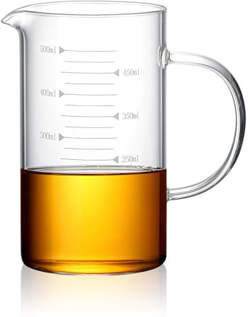 500 ml Bécher en Verre, Verre Borosilicaté Gradué, Bécher de Laboratoire à Bec Verseurl,Avec poignée Pour cuisine ou restaurant