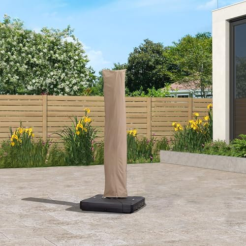 PURPLE LEAF Schutzhülle für Sonnenschirm, Abdeckhauben für Ampelschirm, Abdeckung für sonnenschirm groß, Reißfest, Grau, 281 x 61 cm