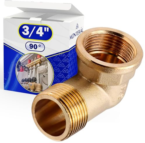 Codo Conector Manguera Tubo para Agua 90° para Racores Hidráulicos con Rosca Macho y Rosca Hembra 3/4 - Garantía de 10 Años - MONTERAL