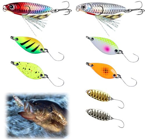 8 Stück Forellenköder, Künstlicher Kunstköder Mit Haken, Angelzubehör Forelle Wobbler Angelköder, für Eine Vielzahl von Fischen und Gewässern Forelle Barsch Lachs Angeln Meeresangeln