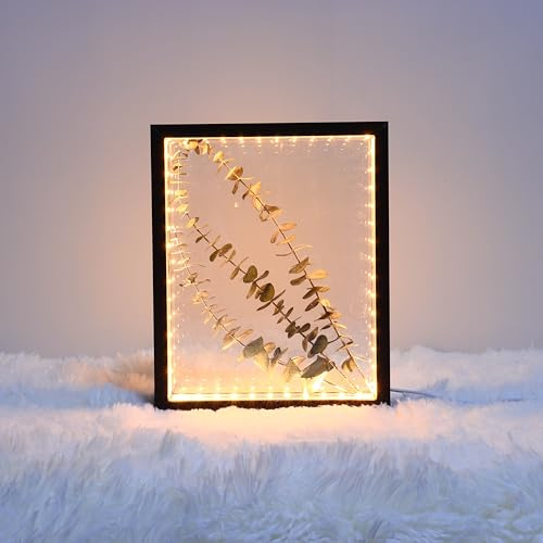HanYun Shadow Box Frame with LED Light, Box Frames for Crafts 3d Deep Box Frame Wedding Photo Frame Baby Keepsake Box Medal Display Frame for Crafts, Anniversary, Wedding, Graduation (Black)