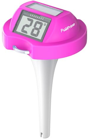 PoolPrime Termometro da piscina a doppio schermo, lettura facile, termometro galleggiante con display digitale, resistente all'acqua IPX7, per vasche idromassaggio, vasche fredde e piscine (rosa)