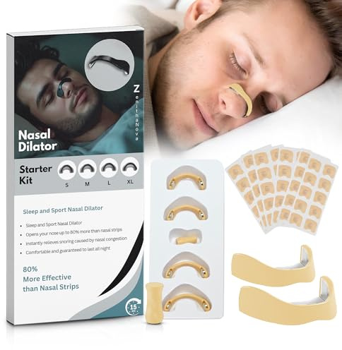 Zentiha Magnetic Nose Strips, Nose Magnet for Right Breathing, Magnetic Nasal Strips, Anti-Snoring Devices Men and Women, Improve Sleep, Skin Friendly, Nasal Dilator (Brown, 15 Days)