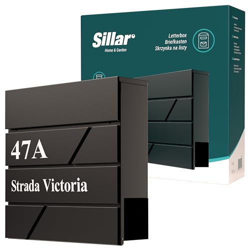 Sillar Buzón de Pared con Cerradura, Placa para Nombre | Personalizado con Nombre Calle y número de casa | Acero galvanizado, Resistente inclemencias Tiempo | 10,5 × 37 × 37 cm | 2 Llaves, Formato A4