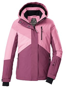 killtec Bambine e ragazze Giacca da sci/giacca funzionale con cappuccio e paraneve KSW 209 GRLS SKI JCKT, dunkel himbeere/hell himbeere/hell rose, 164, 43563-000