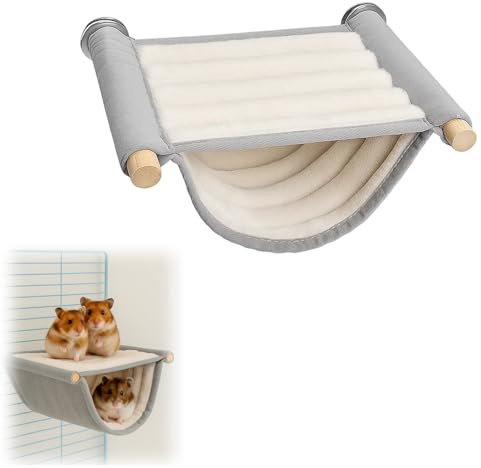 DqiUnaX Vogel Hängematte Doppelstöckig, Wellensittich Spielzeug Und Zubehör, Winter Warm Vogelnest Haus, Gemütlicher Schlafplatz Für Kleintiere, Leicht Zu Installieren, Grau