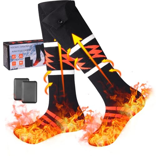 Calcetines Calefactables Hombre Mujer con Batería 5000 mAh, 3 Niveles de Temperatura, Calcetines Térmicos Recargables para Esquí Acampar Caza, Calcetines Invierno Lavables, Calienta Pies