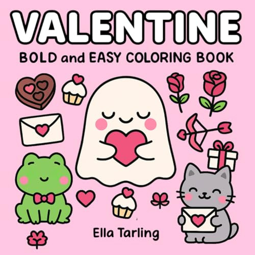 Valentine – Bold and Easy Coloring Book for Kids and Adults