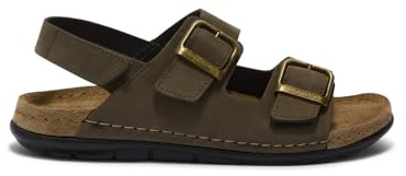 Scholl Aberdeen, Sandali uomo a due strappi con fibbia regolabile e cinturino posteriore regolabile, Soletta con tecnologia Memory Cushion - Khaki - 43 EU