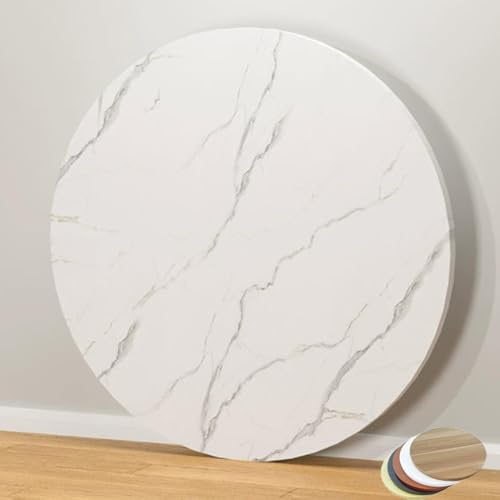 ZIUSFAC 40 50 70 90 110 Cm Bänkskiva Rund Bordsskiva Trä Matbordsskiva Cirkelformad Träbordsskiva Utomhusmat För Restauranger, Caféer Och Barer(White stone,50cm/19.7in)