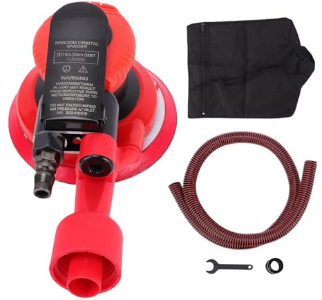 Greensen Ponceuse Orbitale Aléatoire Pneumatique de 5 Pouces, 14000 Tr/min avec Fonction D'aspiration, pour Polissage, Cirage et Ponçage avec Oscillation Orbitale de 5 Mm et Manchon en