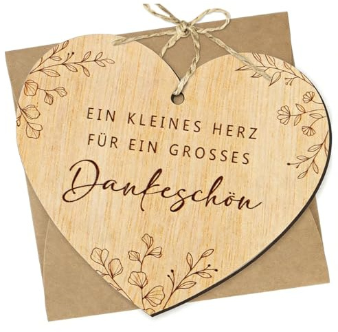 ROKZELT Regalo de agradecimiento, tarjeta de agradecimiento de madera, tarjeta de madera en forma de corazón, de madera, para cumpleaños, aniversario, boda, tarjeta de cumpleaños