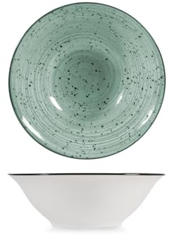 H&H Set 6 Coppe Nives in Porcellana Decorata Ø 17,5 cm – Colori Assortiti, Eleganti e Versatili