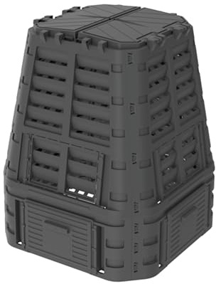 ViD Composteur de jardin 740 l, noir, 93 x 93 x 113 cm, composteur rapide, robuste, résistant aux intempéries, composteur thermique avec système de ventilation, plastique