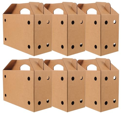 HEALSOPTHY Small Animal Transport Box 6PCS - Paper Material with Secure Structure and Ventilated Holes, Ideal for Shipping and Festive Gifting 12.2x8x5.1
