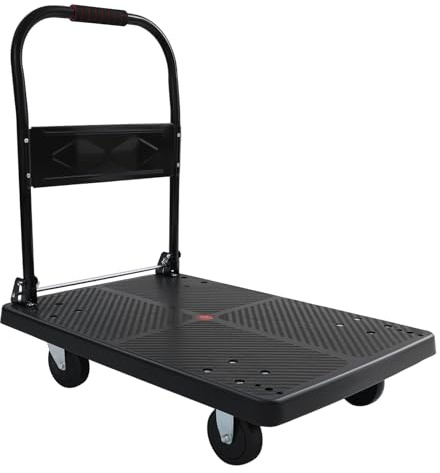 Rullvagn, vikbar, kompakt plattform, vagn, transportvagn upp till 400 kg | 58 x 88 cm plattformsvagn med TPR-hjul industritransportskoter som transporthjälp, säckkärra, verkstadsvagn