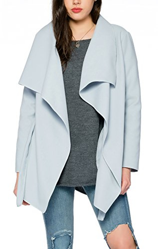 Kendindza Damen Mantel Trenchcoat mit Gürtel OneSize Lang und Kurz (One Size, Hellblau Kurz)