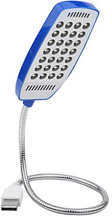 Fdit USB LED mini 28 LED bärbar läslampa flexibel svanhals USB dator läslampa med strömbrytare BLÅ