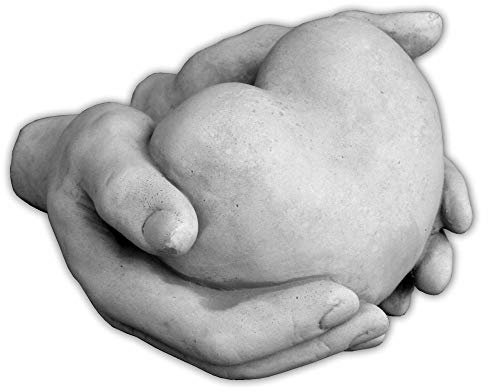 gartendekoparadies.de Élément décoratif en Pierre Solide cœur dans la Main, Hauteur 10 cm, 18 x 18 cm, Gris, Poids 3 kg, en Pierre moulée résistante au Gel