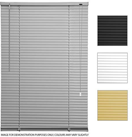 ASAB PVC Venetian Shutter Blinds | Window Mounting Brackets Easily Cut | Home Office Privacy Light Protection | Twist Tilt Open Close Control Wand Pull Cord - 180 x 130cm - Grey