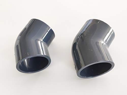 Lot de 2 Coudes PVC Pression 45° F/F 50mm / 50mm intérieur PN16 / Piscine et arrosage/Femelle/Femelle