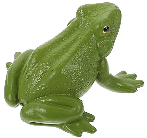 NUOBESTY Realistic Green Frog Toy Figure, Plastic Animal Model for Kids Science Education, Miniature Frog Figurine for Fairy Garden Pond Decor, Bonsai Pot, Funny Prank Prop Ornament