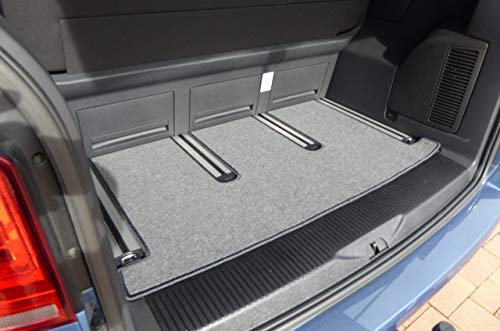 autix 4500369 Kofferraumteppich Fußmatte grau meliert Velour kompatibel für VW T5 T6 T6.1 Multivan mit 1 Schiebetür