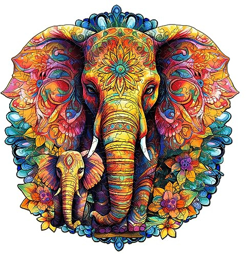 KAAYEE Rompecabezas de Madera de Animales con Caja de Regalo (L, Elefante) - Forma de Animales