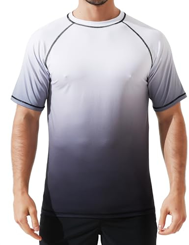 Arcweg Herren Rashguard UV T-Shirt Schwimm Shirt Kurzarm Schnell Trocknend Wassersurf-Shirt UPF 50 Tops Badeshirts