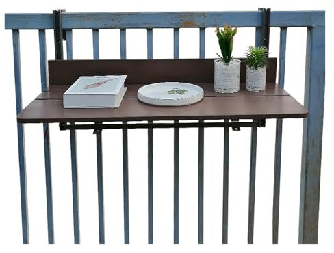 Table De Balcon Suspendue Pliable, Table Bar Balcon Pour Balustrade, Table Balustrade Balcon Réglable, Table De Balcon Rabattable, Table Balustrade Terrasse Pour Extérieur Patio Jardi Bureau(27x60cm/1
