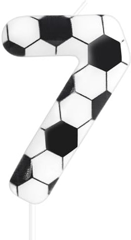 Zolunu Candela di compleanno a tema calcio, candela per torta per 7° compleanno, candela numero 7, topper per torta di compleanno per ragazzi, ragazze, bambini, decorazioni per feste a tema sportivo,