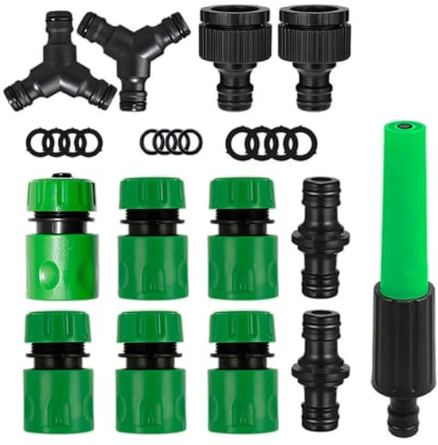 Mlysnd Attacchi Rapidi Acqua, Raccordo Tubo Acqua Giardino, Confezione da 13 Connettori per Tubi 1/2” 20 mm (Diametro Interno) Connettore Tubo Giardino Connettore Prolunga Parti di Collegamento