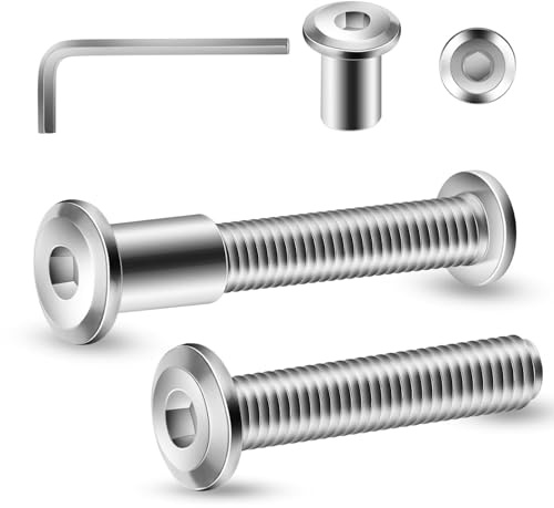 Pack of 10 Connection Screws M8 x 50 mm, Sleeve Screws, Furniture Screws, Furniture Connectors, Cabinet Connectors for Furniture, Cabinets (10 x Furniture Screws, 10 x Sleeve Nuts, 1 x Allen Key)