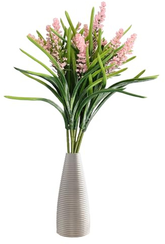 Godneei 10 fiori finti, lavanda rosa, bouquet di fiori sintetici neutri, resistenti alle intemperie, per esterni, facili da pulire, decorazione per balconi, giardini, terrazze