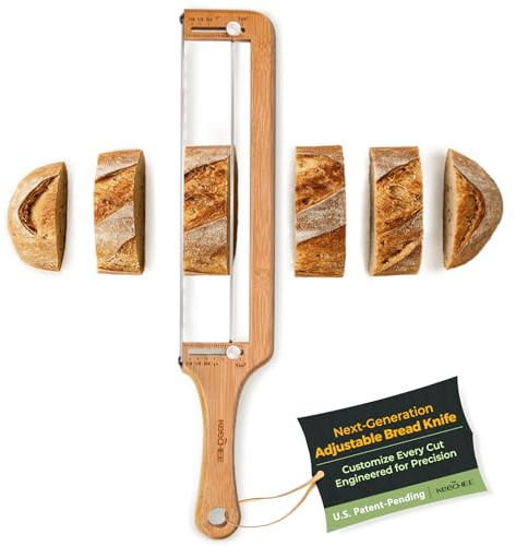 keechee Bread Pilot Adjustable Bread Knife – Upgraded Bread Slicer for Homemade & Sourdough Loaves, Serrated Stainless Blade with Precision Thickness Guide, Gift for Artisan Bakers