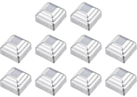 sourcing map 10 tappi per pali da recinzione adatti per tubi OD da 3 x 3 cm, in acciaio zincato, copertura per pali quadrati per cassette postali, per ringhiere in legno/metallo, argento