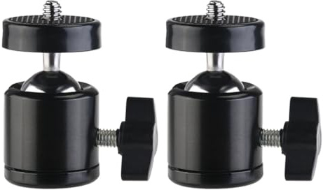 CALLARON Cabezal Esférico de Trípode de Metal Negro 2 Piezas Orientación Ajustable y Bloqueo Rápido para Cámara y Monitor