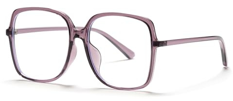 Mode Lunettes de Lecture Carrées Oversize pour Hommes et Femmes, Large Square Lecteur Anti-Lumière Bleue, Rectangulaire Stylish Lunettes Loupe pour Prévenir la Fatigue Oculaire (Violet, 1.5)
